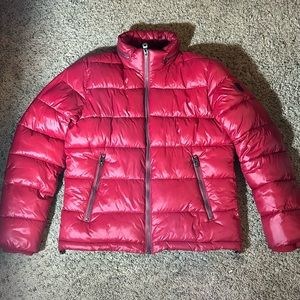 Red, Puffer, GUESS Winter Coat. Size: L